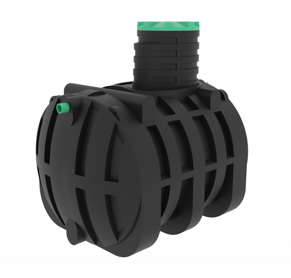 Септик переливной Мультпласт Термит Профи+ 6.5 S 6500 л. горизонтальный / 2700 л. в сутки / 15 чел. / самотечный сброс (2450x1970x2590см;273кг;черный) - арт.555463