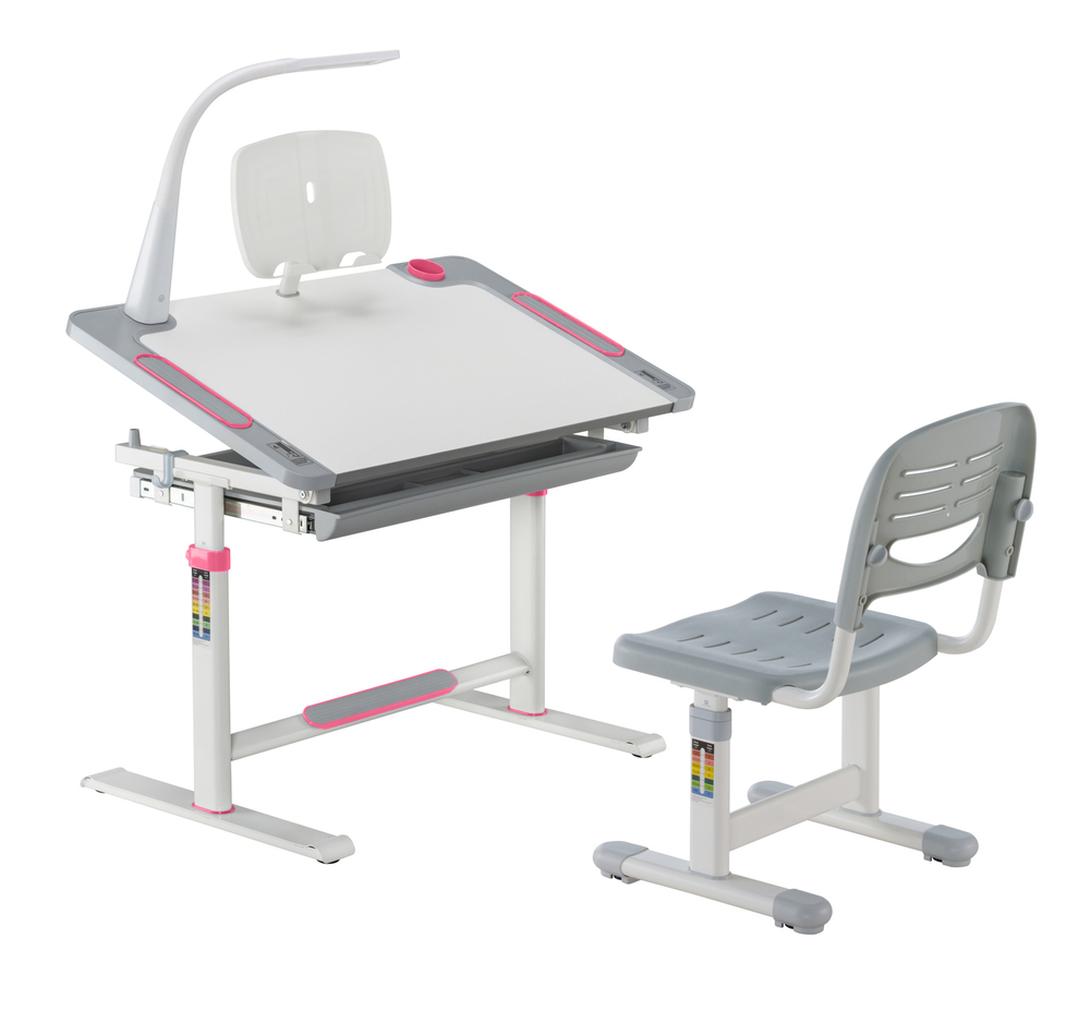 Комплект растущей детской мебели Fundesk Littonia парта + стул + выдвижной ящик + подставка + лампа