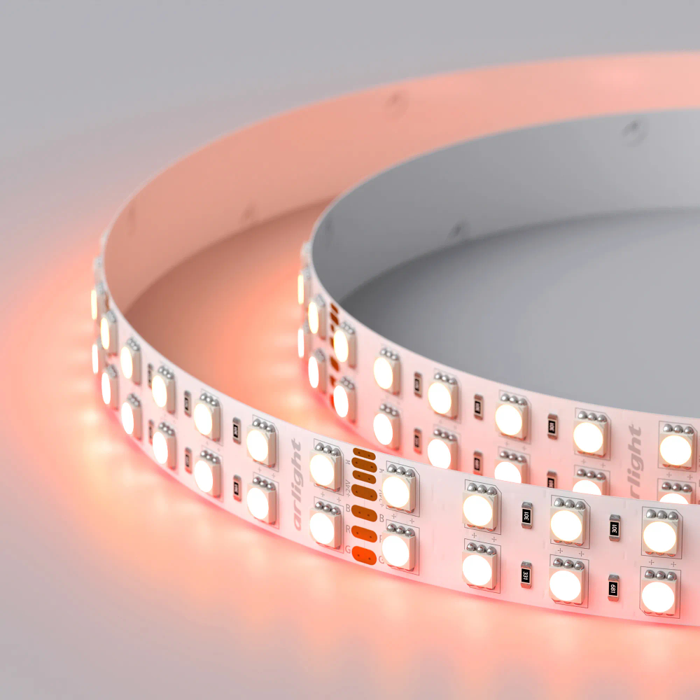Светодиодная лента RT 2-5000 24V RGB-Warm 2x2 (5060, 720 LED, LUX) (Arlight, 32 Вт/м, IP20) 012327(1)