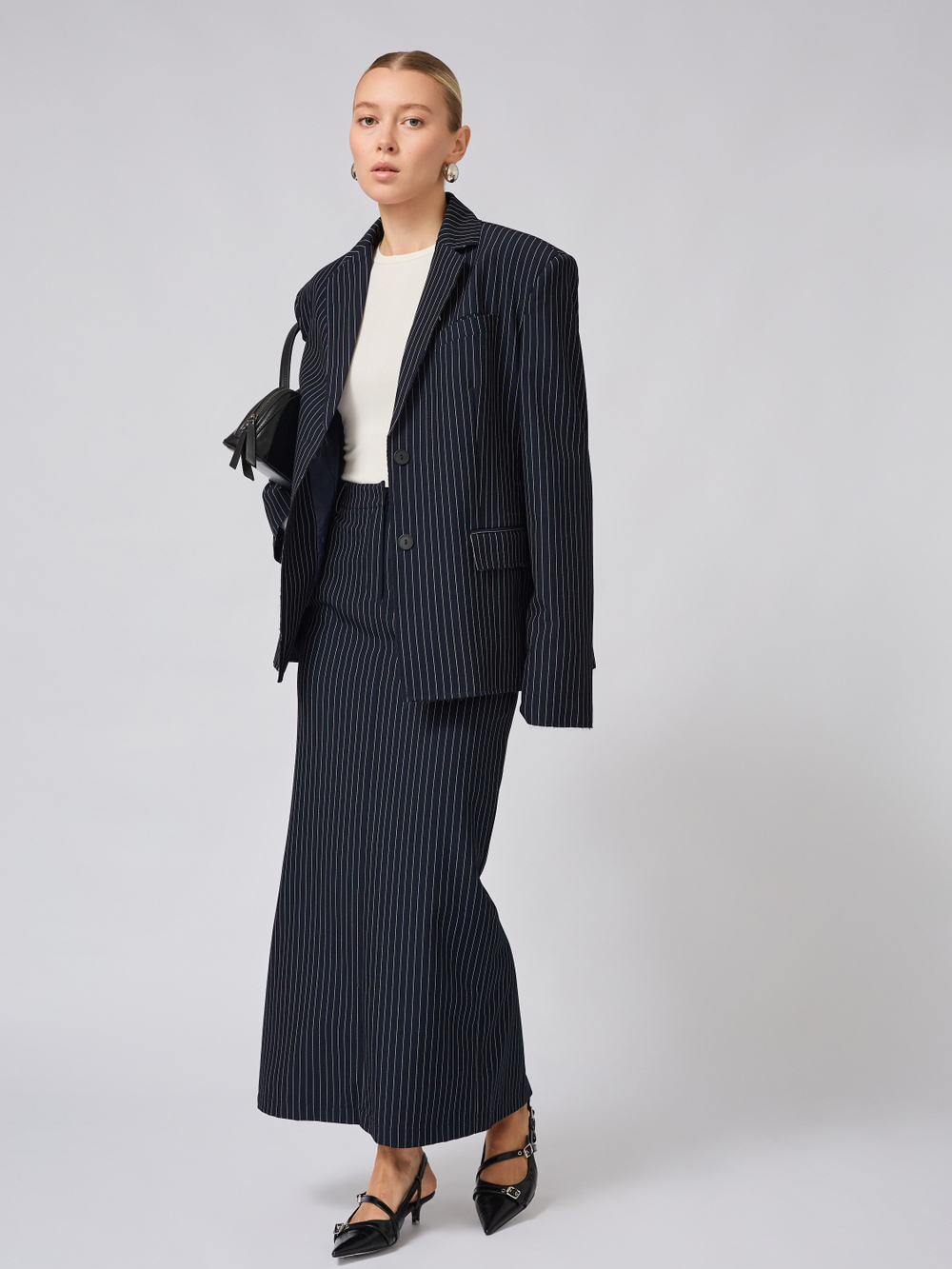 Жакет с необработанным краем оверсайз в полоску