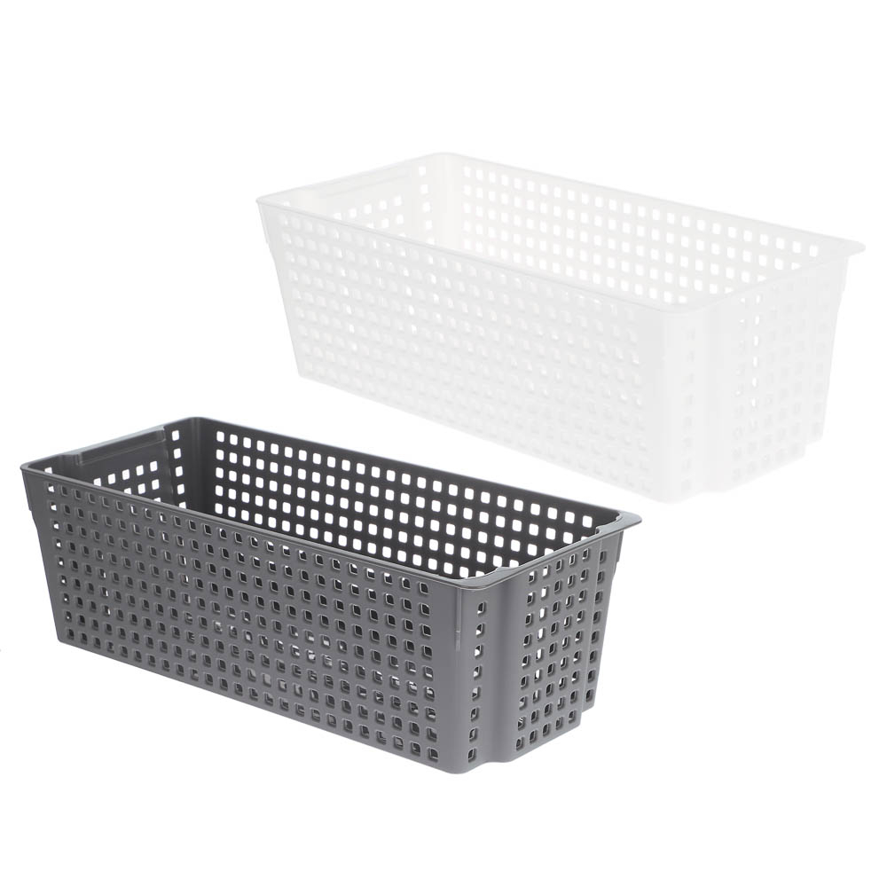 Корзинка Лофт прямоугольная 3л 297х130х96 мм белый, серый