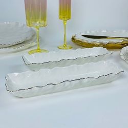 Lenardi 305-287 Набор из 2 глубоких прямоугольных блюд 30,5см ВАНЕССА ЗОЛОТО в под.уп.(х12)Фарфор