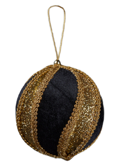 Шар резной 10см ChristmasDeLuxe черно-золотой