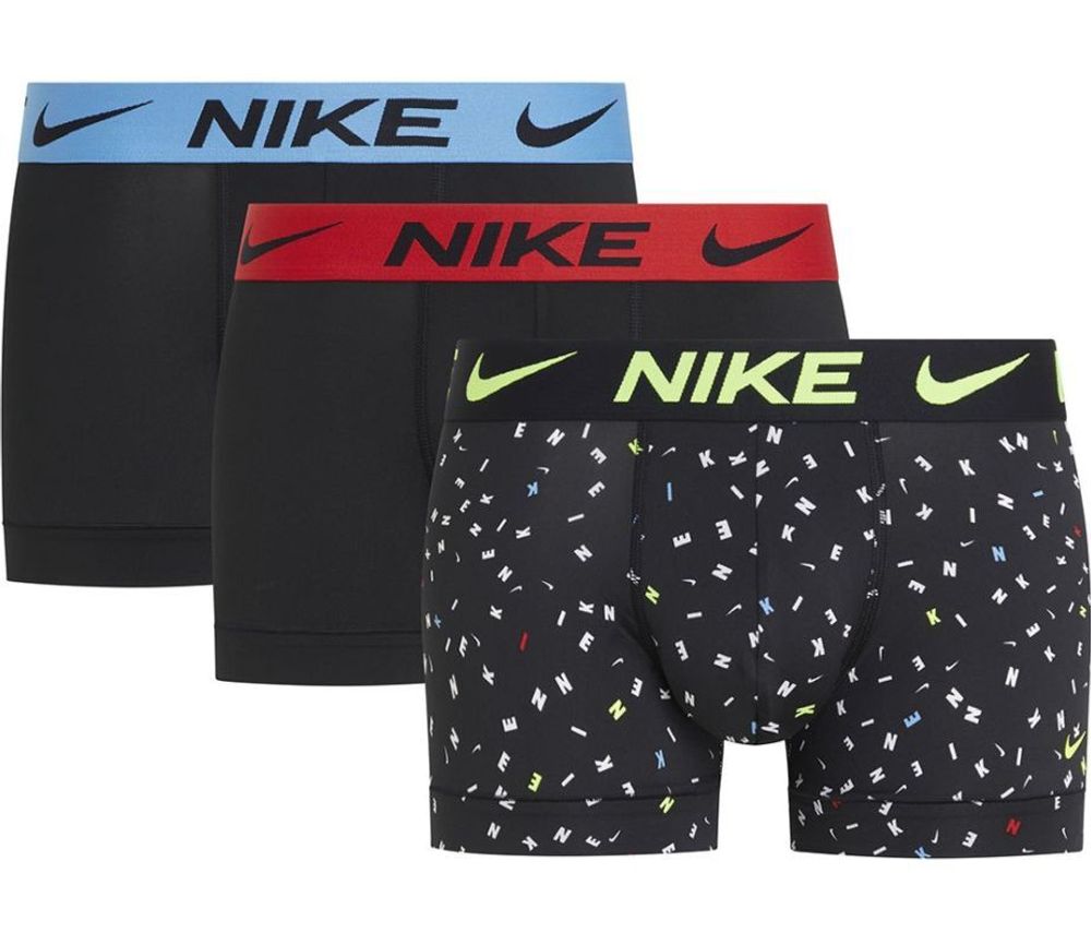 Мужские спортивные боксеры Nike Dri-Fit Essential Micro Trunk 3P - swooshfetti print/anthracite/black