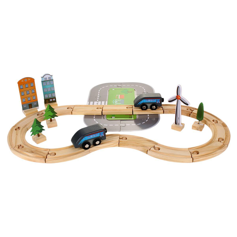 Развивающая игрушка Деревянная дорога 46 элементов, коробка C-41883