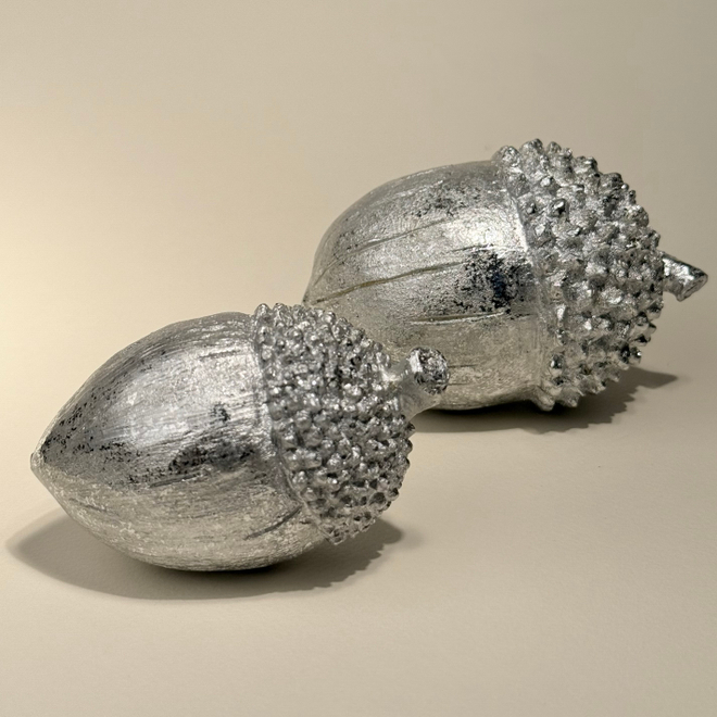 Сувенир Желудь (полирезин), Н5,5х9,5см, серебряный