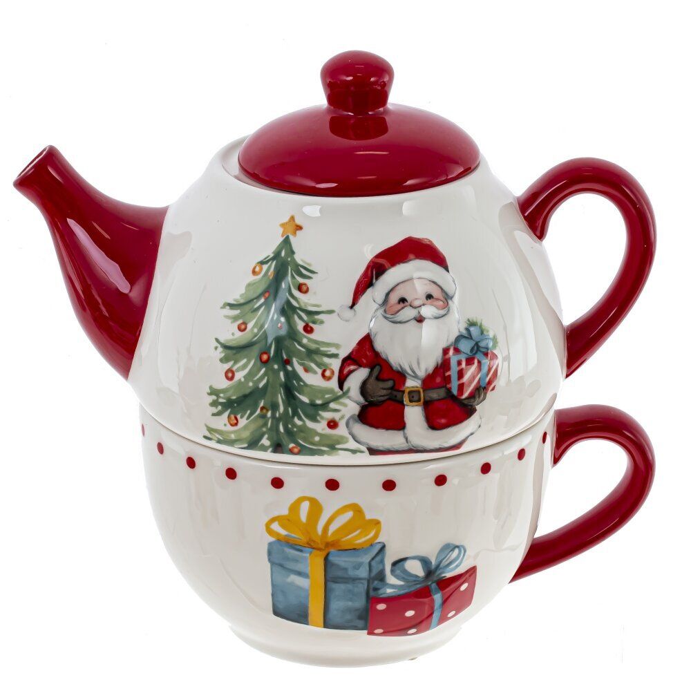 GAEM Чайник с чашкой "Новогодний подарок", 500/, 380 мл, L17,5 W10 H17 см