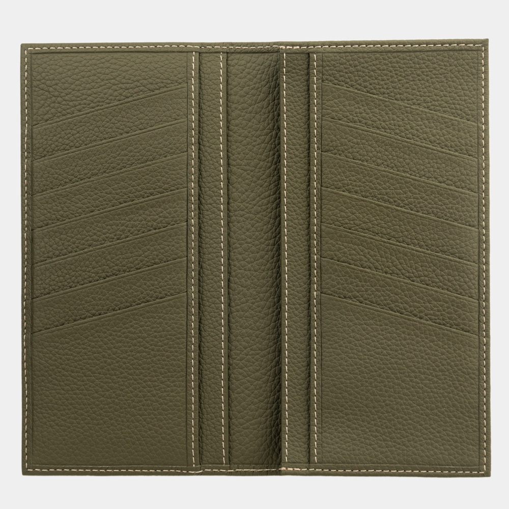 Мужской кожаный кошелек, теленок зеленого цвета