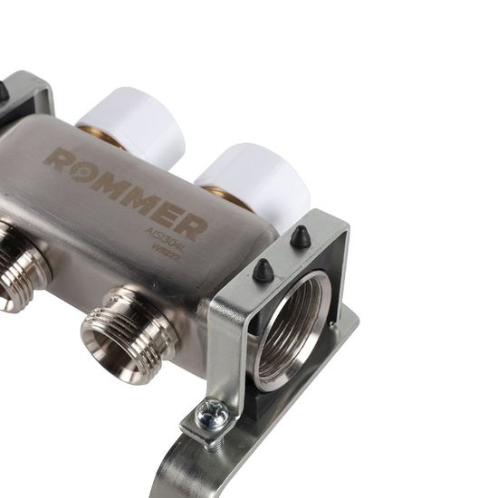 Коллектор Rommer 1"x3/4" на 2 контура с запорными клапанами (нерж. сталь) RMS-3200-000002