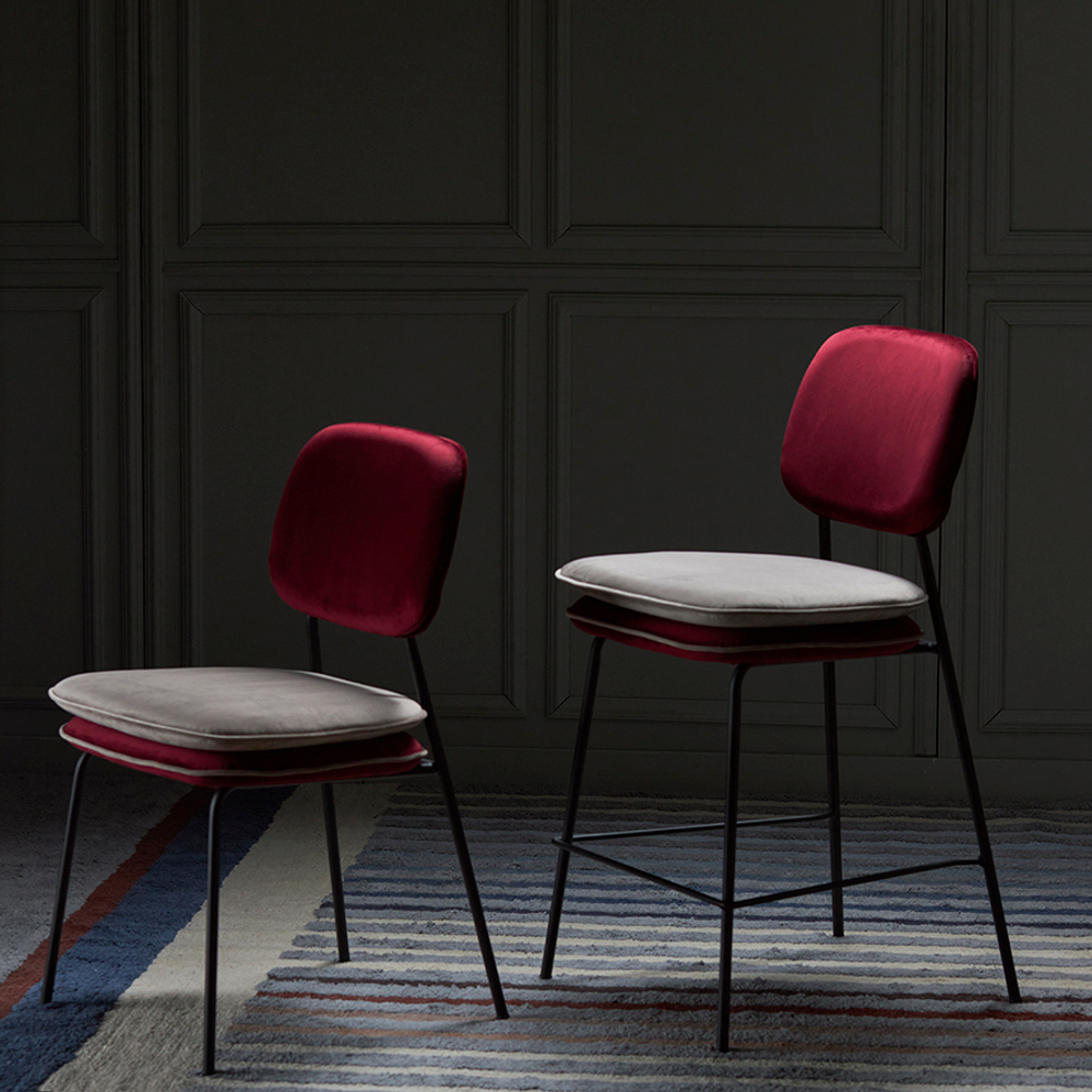 Стул полубарный Bergenson Bjorn Pea, велюр, бордовый/бежевый