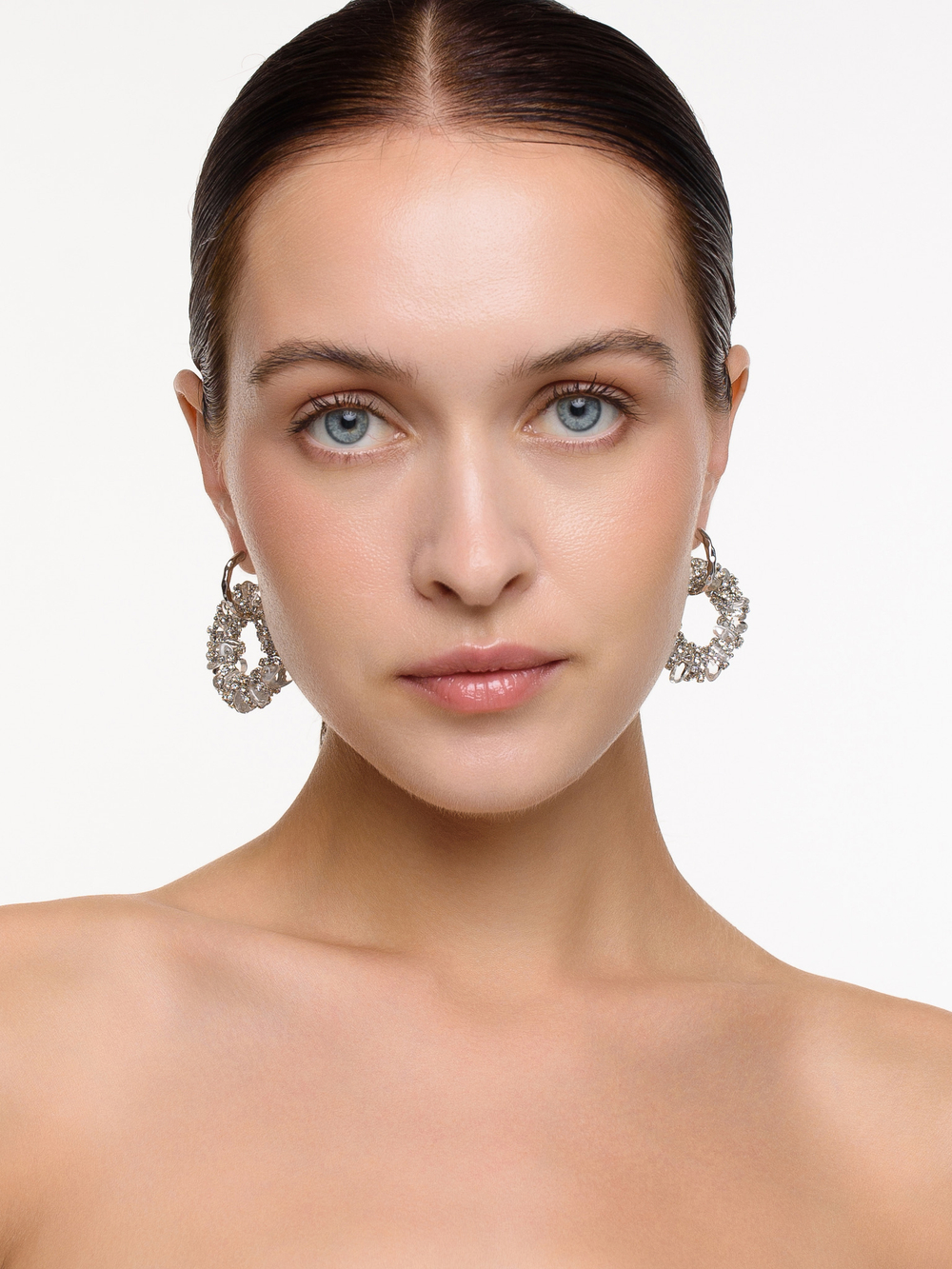 Серьги "Character" из горного хрусталя Silver