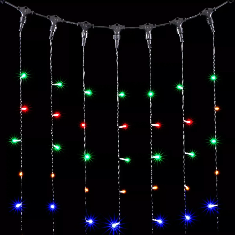 Светодиодный занавес 2*3 м., 600 разноцветных LED ламп, черный провод ПВХ, LTC (PCL602-11-2M)