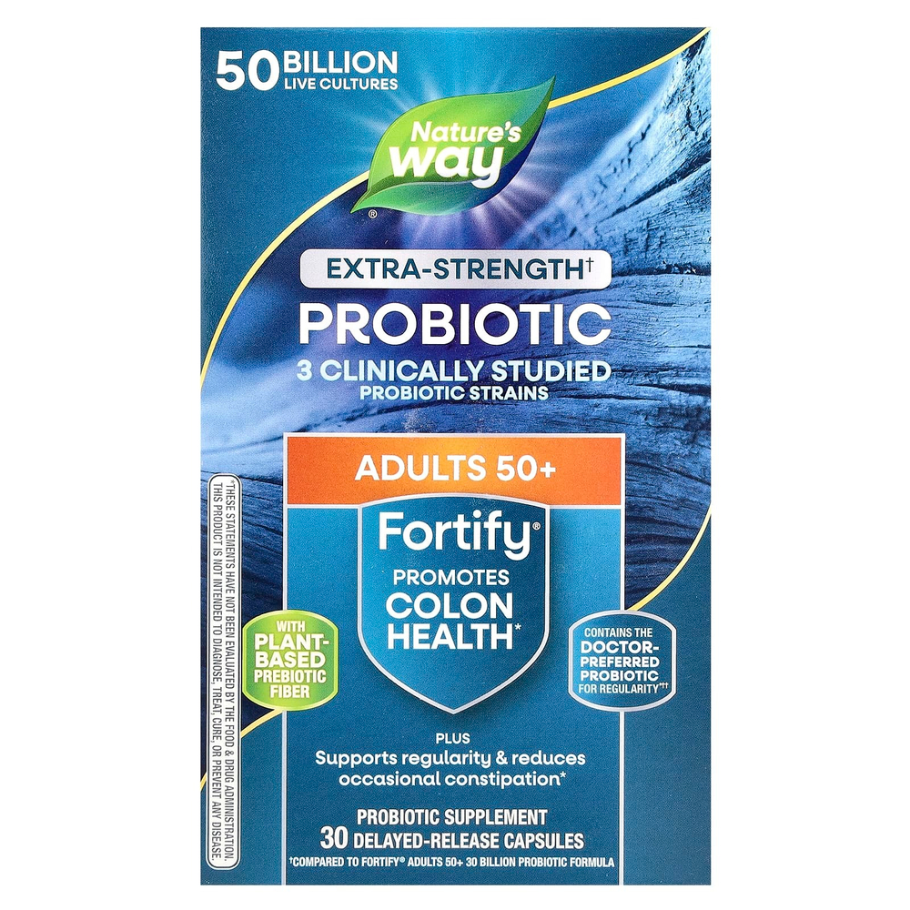 Nature's Way, Fortify®, пробиотик повышенной силы, для взрослых старше 50 лет, 50 млрд, 30 капсул с отсроченным высвобождением