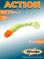 Силиконовая приманка ACTION 3,0"(8шт) 75мм, цвет 032 Red Head