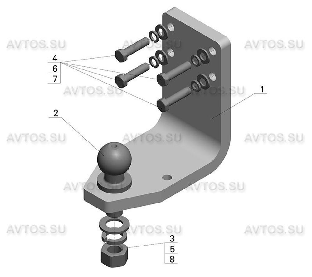 Фаркоп для Toyota Land Cruiser 76, 1984-1994 (без электрики) (паспорт и сертификат) AvtoS.TY35