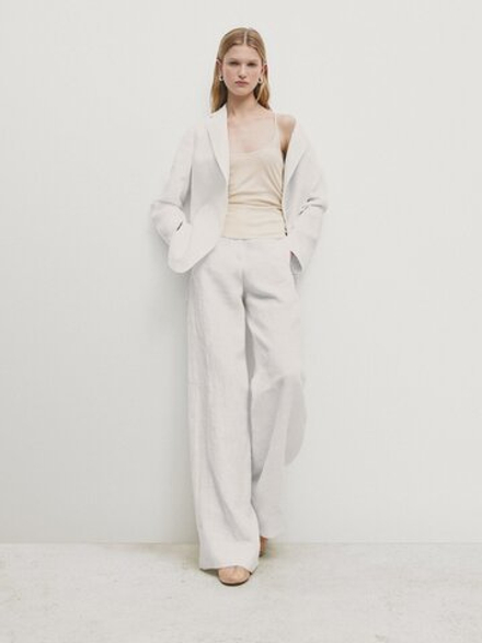 Massimo Dutti Хлопковый топ на бретелях, каменный