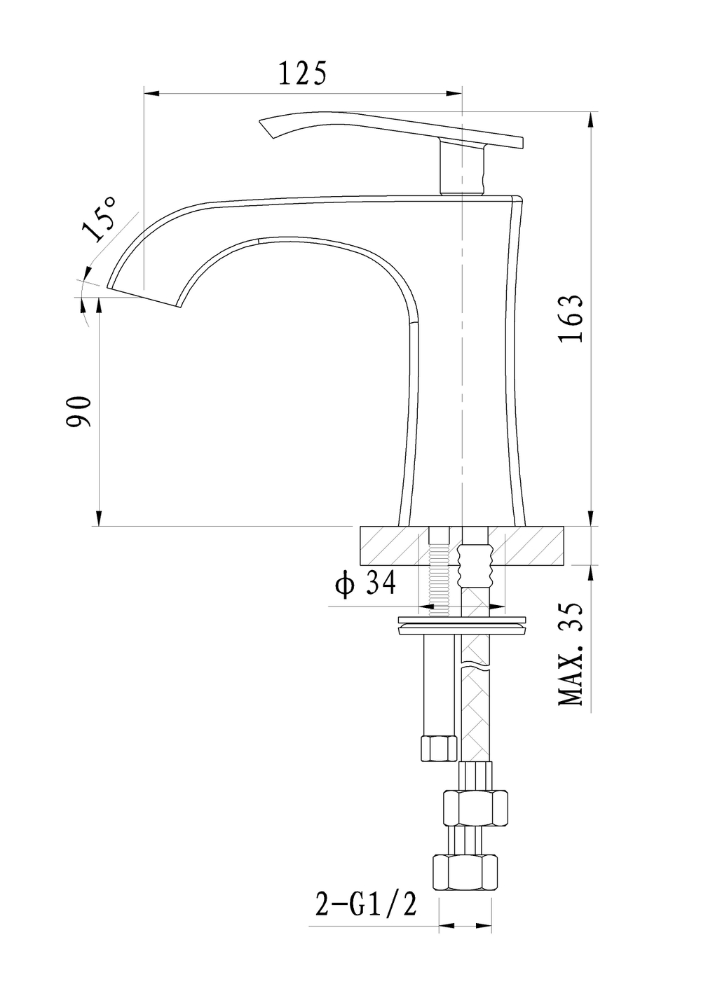 Смеситель для раковины WONZON & WOGHAND TRIUMPH, Хром (WW-561101-CR)