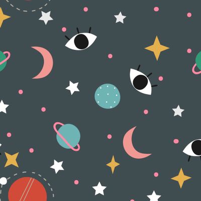 Мистический космос-темный стильный принт