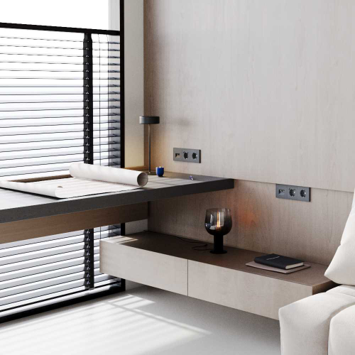 Розетка компьютерная встраиваемая Voltum S70 двойная RJ45+RJ45 кат.6, (графит) VLS060207