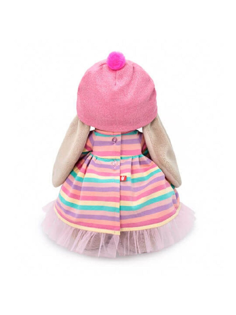 Мягкая игрушка Зайка Ми в полосатом платье c леденцом 25см