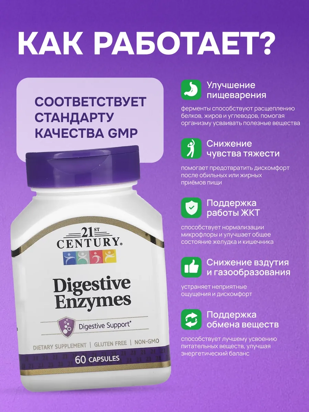 21 Пищеварительные ферменты 60 капсул