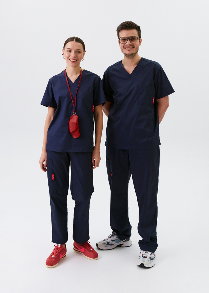 Брюки медицинские унисекс Ред Бейс, нэви хлопок