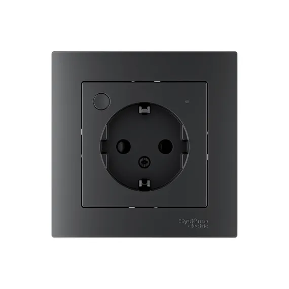 Розетка AtlasDesign Smart 16А L+N с заземл. защ. шторки Zigbee механизм карбон SE ATN001045Z