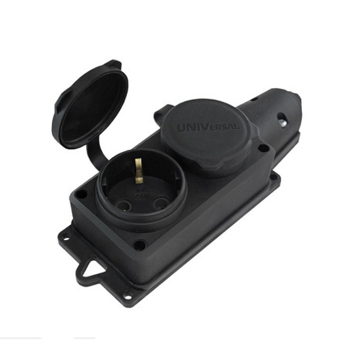 Колодка 2 с/з каучук с заглушками 16А IP44 КОМПАКТ Универсал (380x220x250)