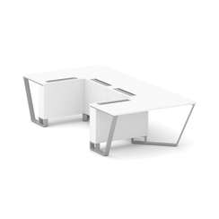 Steel Meet Стол переговорный П-образный KDK-PR.B.SP-07P Белый Бриллиант/Металл Серый 1600*3200*750