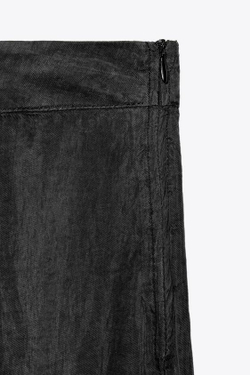 ZARA ПРЯМЫЕ СТРУЯЩИЕСЯ БРЮКИ, ЧЕРНЫЙ