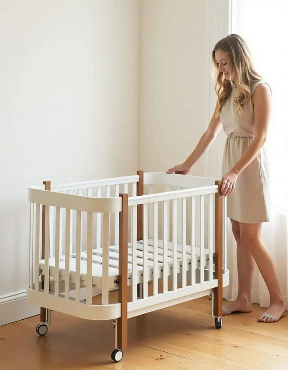 Детская кроватка Гандылян Молли с продольным маятником К-2022-м белый