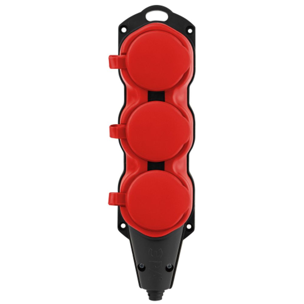Колодка ЭРА KX-3e-RED-IP44 каучуковая с заземлением 3 розетки 16A IP44 красная | Колодки