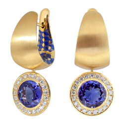 Серьги с Танзанитом и Бриллиантами, Эмаль, E0178-30/3