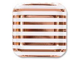 Тарелки фольгированные Полосы, Розовое золото, 17 см, 6 шт.