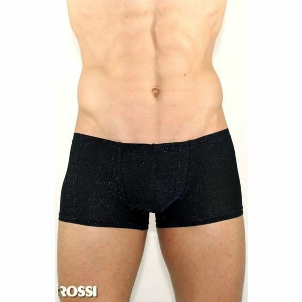 Мужские трусы боксеры черные с синими блестящими вкраплениями Romeo Rossi Polar Night Boxer