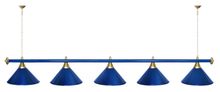 Лампа STARTBILLIARDS 5 пл. (плафоны зеленые,штанга золотая,фурнитура золото)