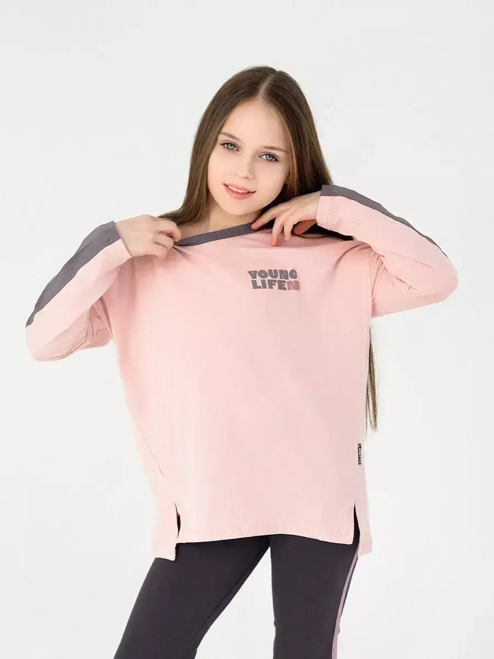 Лонгслив оверсайз для девочки