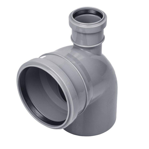 Отвод ПП (полипропилен) для канализации 90гр. Дн 110 с патрубком Дн 50 прямой с уплотнительным кольцом