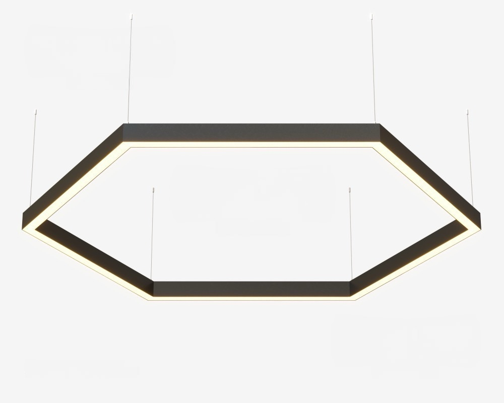 Подвесной LED светильник шестиугольный LP85-ARENA6-600 84Вт (сегмент 604 мм) 3000K 8464Лм черный 1208х1208х80мм DARKLUM