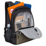 Рюкзак Grizzly, 32*45*23см, 2 отделения, 4 кармана, анатомическая спинка, черный-хаки