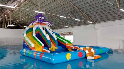 Надувная лестница для бассейна из ПВХ с бассейном, оранжевый, 1.82*1.1*0.87 м