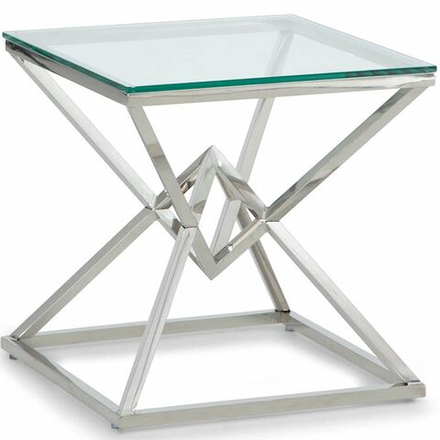 Столик журнальный LA ALTA SABINE прозрачное стекло 55*55*55, каркас серебро