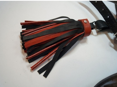 Узда выездная (черная с красной подложкой)