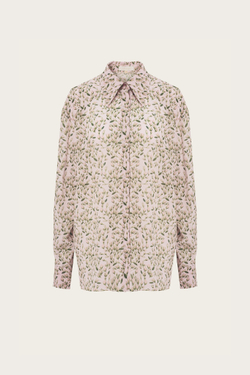 БЛУЗА ИЗ НЕЖНО-РОЗОВОГО ШЕЛКА С АВТОРСКИМ ПРИНТОМ