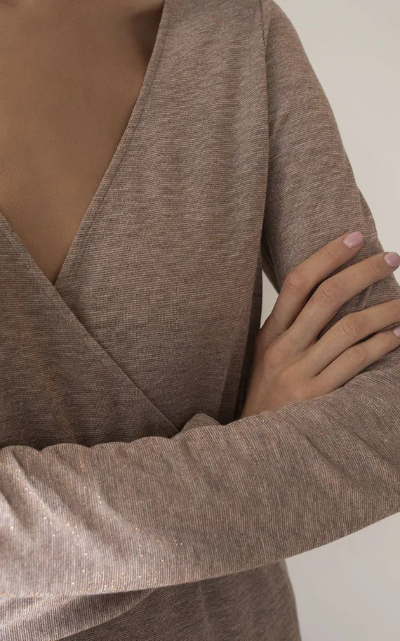 Платье 51972-1 Серый-Бронзовый люрекс