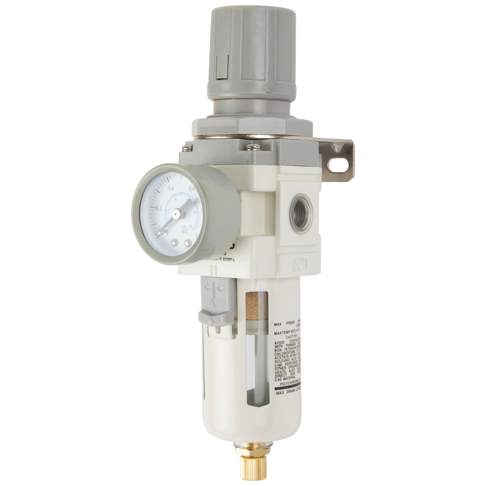 AW3000-03 Фильтр-масловлагоотделитель с манометром и регулятором давления 3/8"