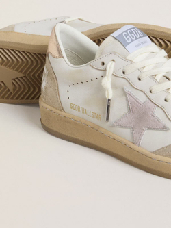 Ball Star with pink suede star and silver glitter edges and rose gold heel tab