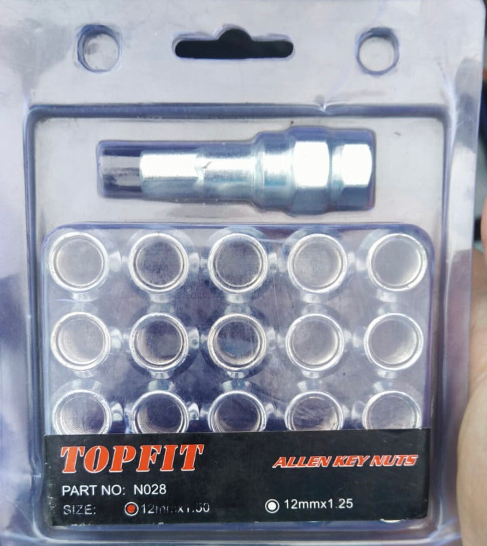 Гайки (12х1.25) Toppfit, серебристый цвет (20шт + ключ), секретки.(д16ш13в4)вес 0,985