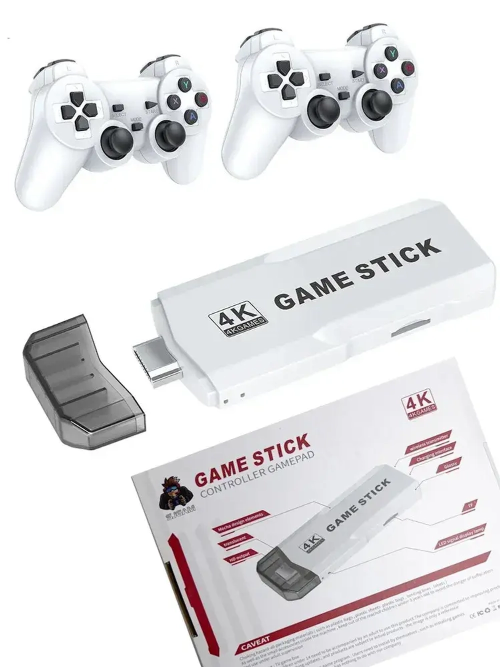 Беспроводная приставка ретро/Игровая консоль Game stick 4k Белая