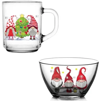 Набор посуды салатник 450мл+кружка 200мл «Гномы в деле» 6 видов vip